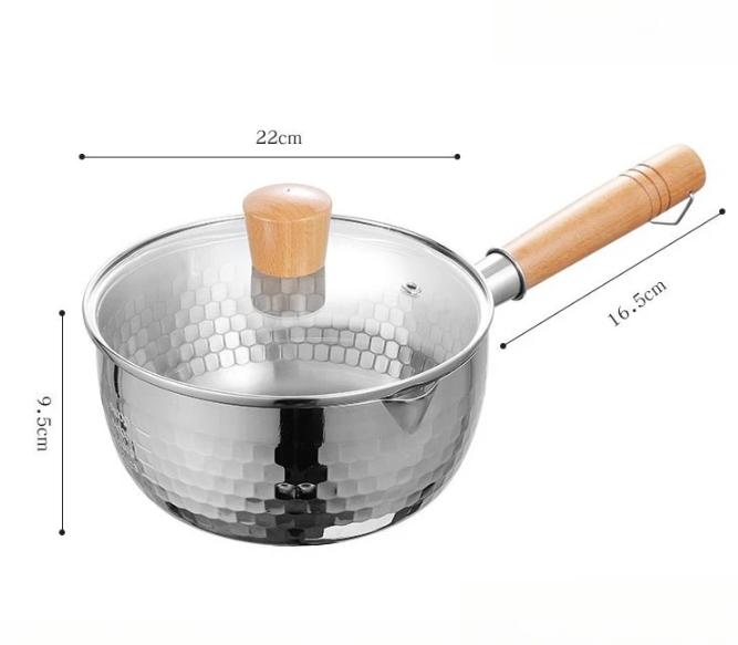 Yukihira Pan Stainless Steel Yukihira Saucepan with Lid Yukihira Pot with Hook Japanese Milk Pot Sauce Pot Cooking Pot
