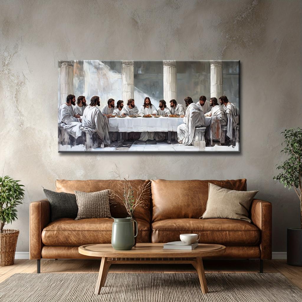 Christus Das Letzte Abendmahl Leinwand Wandkunst - Religiöse Wanddekoration Klassischer & Moderner Stil für Wohnzimmer, Schlafzimmer, Essbereich, Küche, Heimbüro