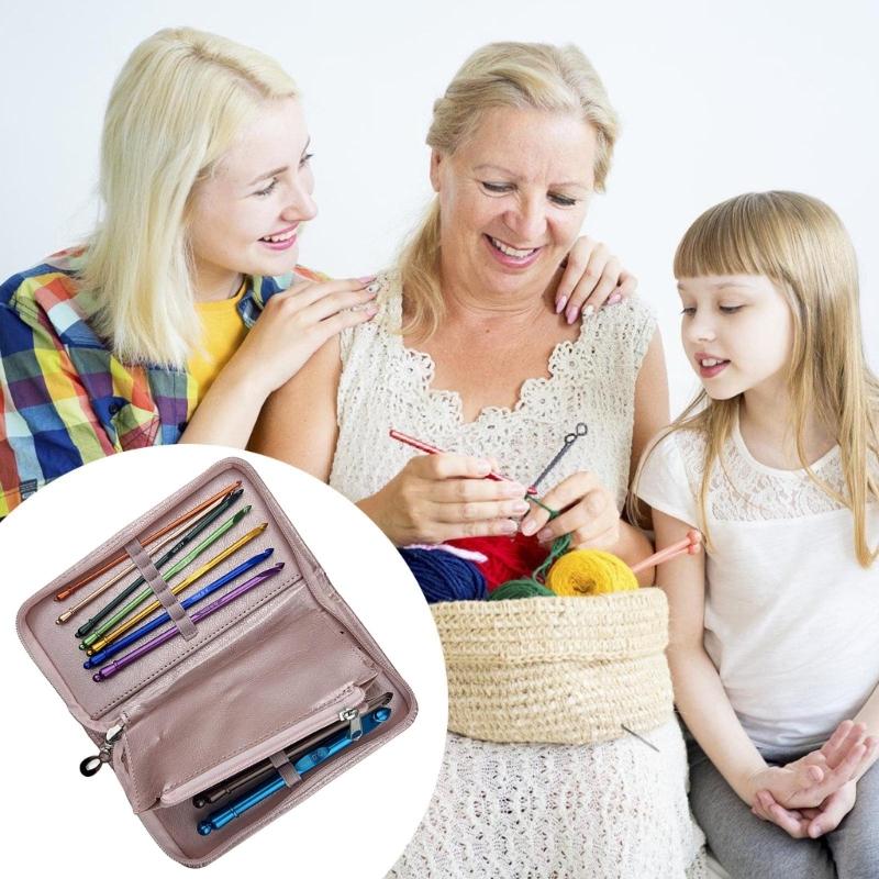 12 Pcs Crochet Hook Set 3.0mm-10.0mm Crochet Needle Ergonomical Crochet Needle with Case Knitting Needle for Craft