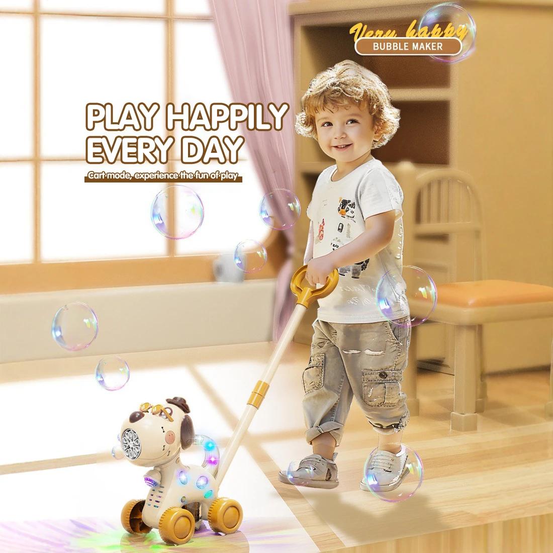 Discover Intime Unisex Kids Light Dog Bubble Walker Toys Outdoor Automatic Pomperos Bubbles Soap Blower Machine With Electric Bubble Cart For Kids Gifts