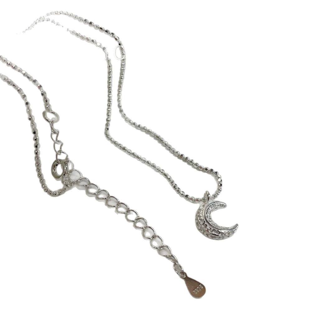 Su Chuang S925 Sterling Silver Moon Pendant Necklace - Korean Cool Style, Exquisite Versatile Clavicle Chain for Girls