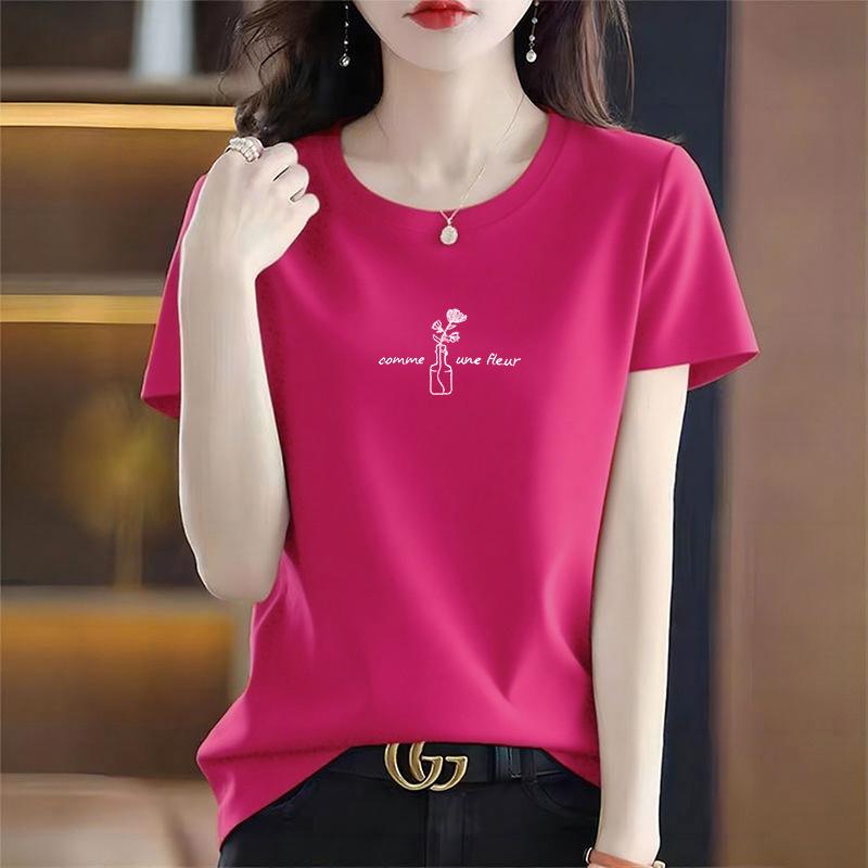 Women's 2026 Summer Round Neck Printed Cotton Short Sleeve T-Shirt, Stylish Versatile Loose Fit