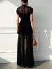 2026 European & American Women's Sexy Mesh Solid Color Hip-Hugging Summer Long Formal Dress