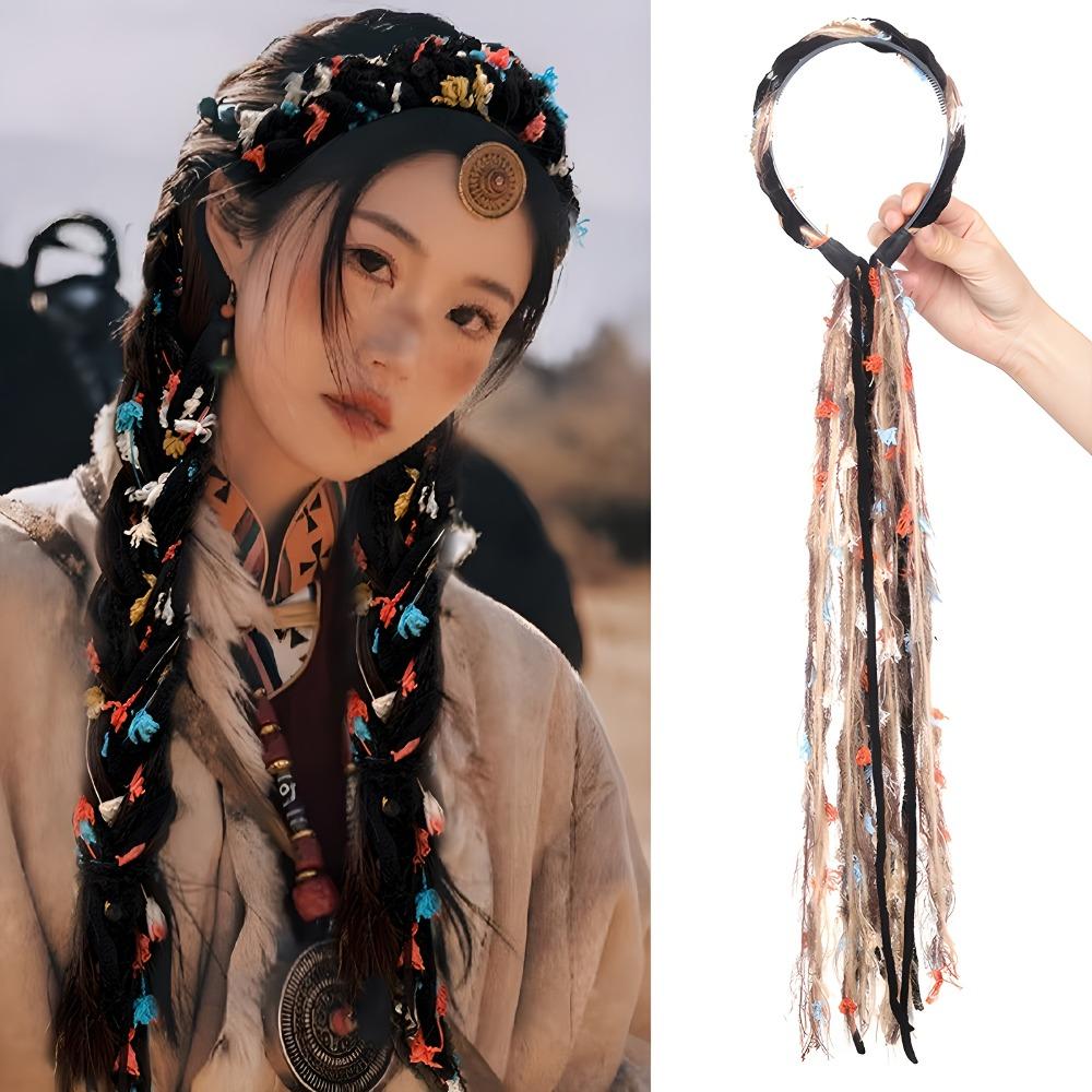 Ethnisch Stil Bohemian Quaste Stirnband Synthetisch Bunt Zöpfe Haarteile für Frauen