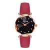 Women Fashion Retro Belt Quartz Movement Wristwatch Starry Sky Dial Watch