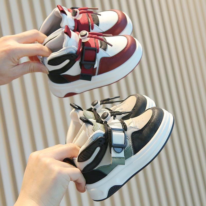 Children's sports shoes 2025 spring and autumn boys' casual board shoes high-top girls' bread shoes dopamine baby dad shoes