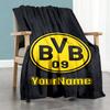 Borussia Dortmund Personalized Text Blanket Multi-purpose Customizable Blanket Comfortable Throw For Livingroom Couch Office Living Room