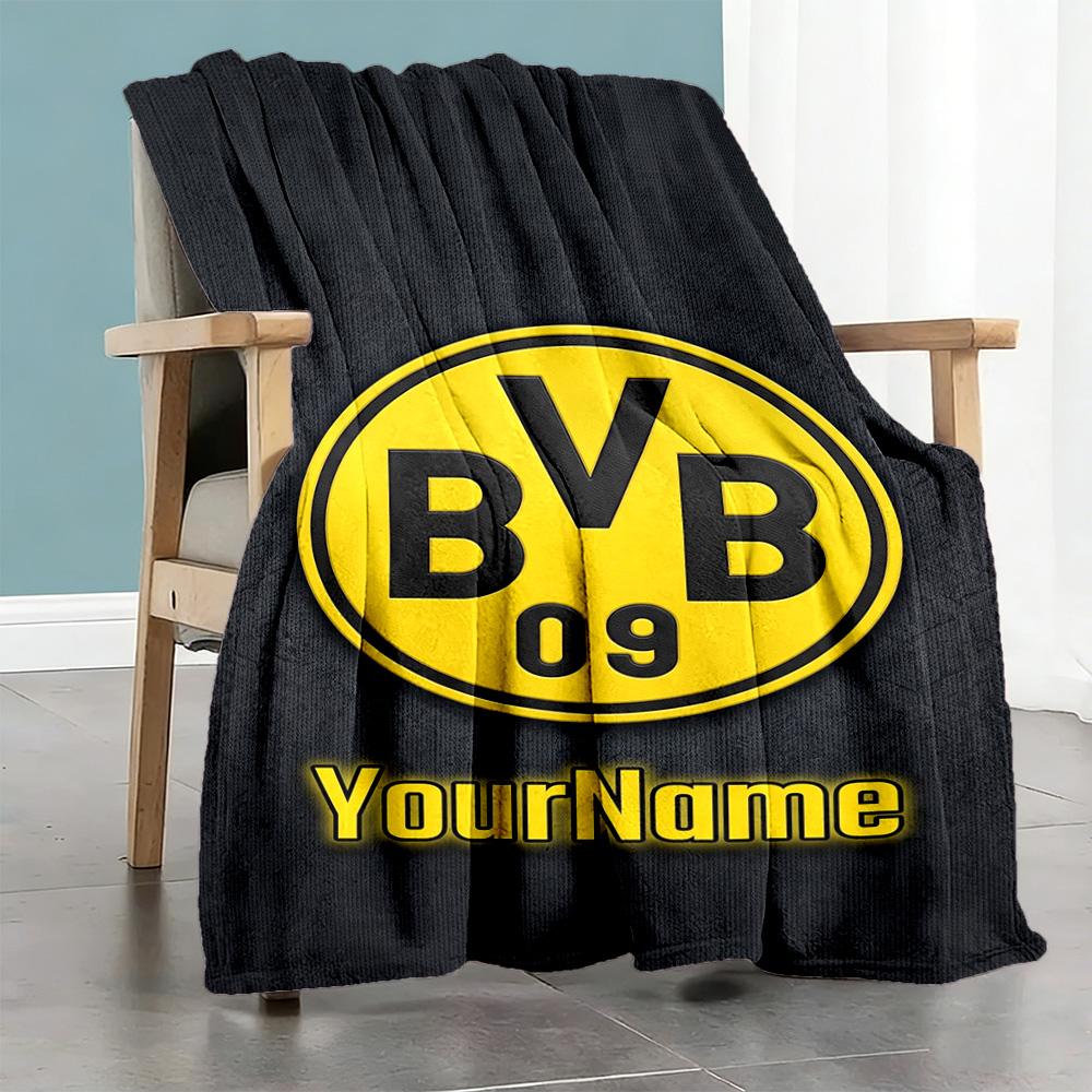 Borussia Dortmund Personalized Text Blanket Multi-purpose Customizable Blanket Comfortable Throw For Livingroom Couch Office Living Room