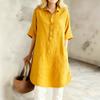 Casual Dress, Short-sleeved Loose Shirt, Solid-color Dress