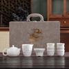 Classic Guochao Relief Dehua Suet Jade White Porcelain Advanced Xishi Kung Fu Set Tea Set Household Souvenir Set
