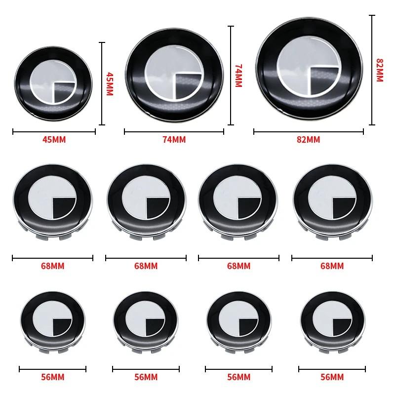 BMW Black White Car Emblem 82mm Front Hood Logo 74mm Rear Badge 56mm 68mm Wheel Hub Cap 45mm Steering Wheel Sticker Accessories
