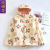 Winter Thickened Hooded Cotton Warm Cotton Clothes Cute Chinese Buckle Handmade Cotton-padded Clothes Cotton Jacket Cherry Cotton-padded Jacket
