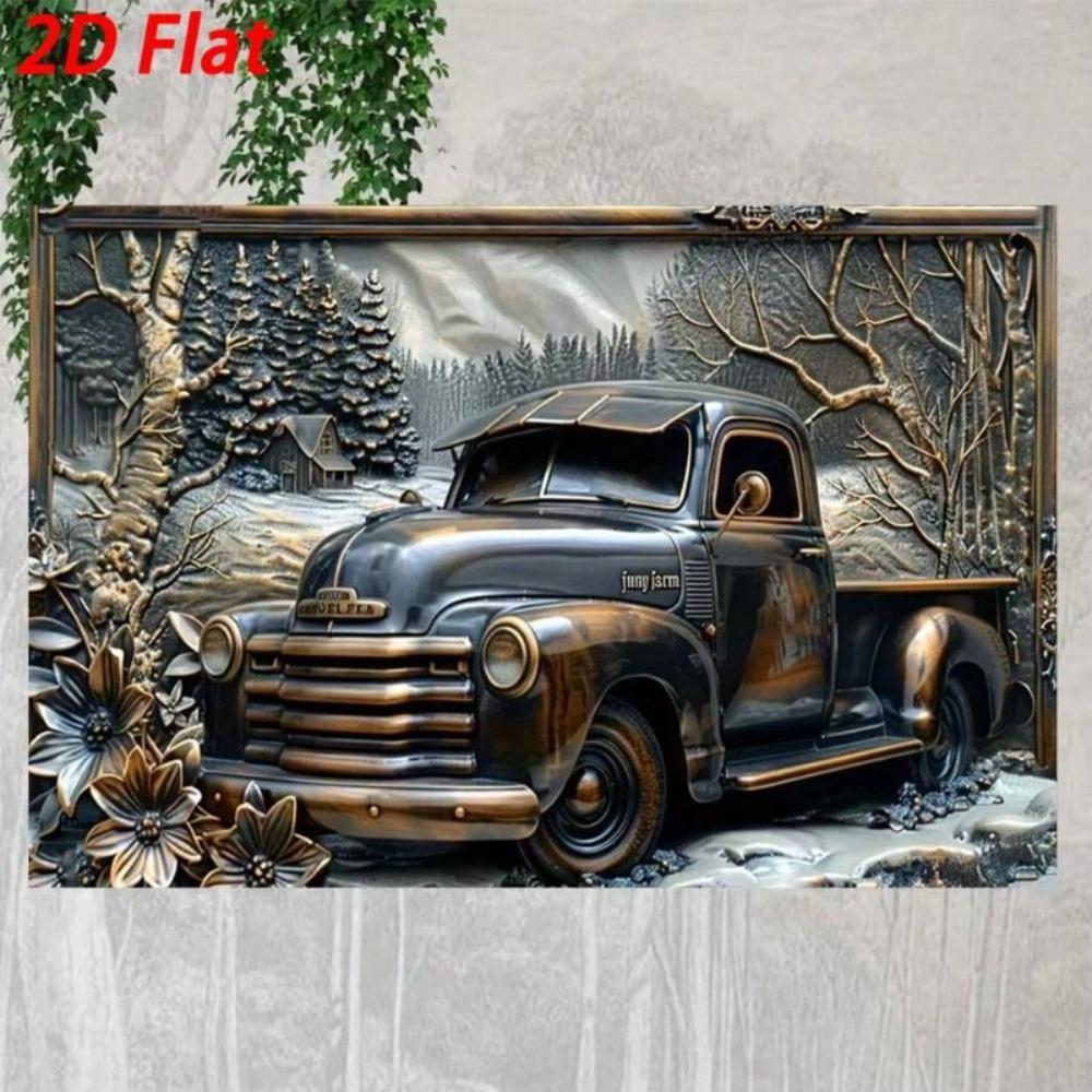 Vintage Pickup Truck Metal Wall Art Retro Home Decor Tin Sign