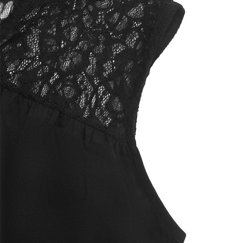 Sommer Damen Schwarze Spitze Spleißen Ärmellose Kleider Chic Bequem und Vielseitig Temperament Elegante Casual Damen Kleidung Sanfte Dame Kleid