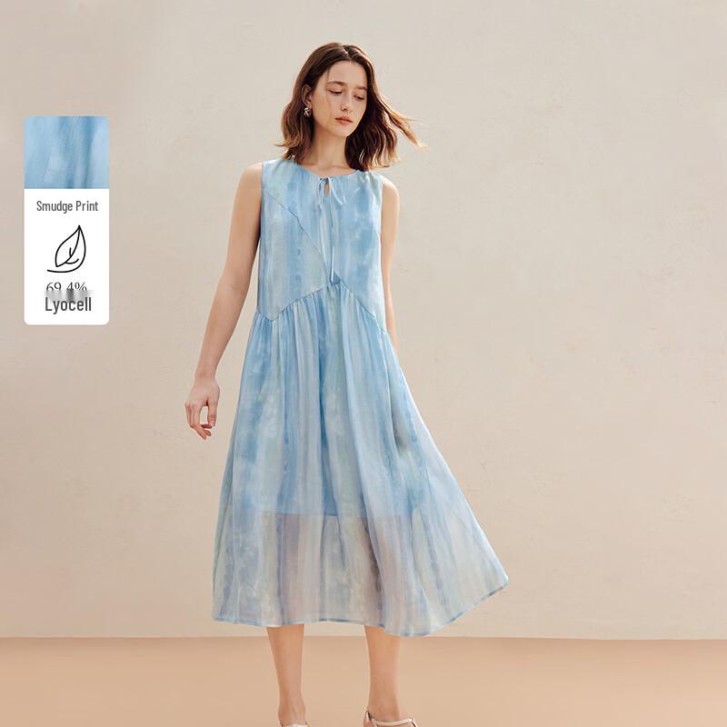 Inman Women s Lyocell French Tie-Dye Sleeveless Midi Dress XL