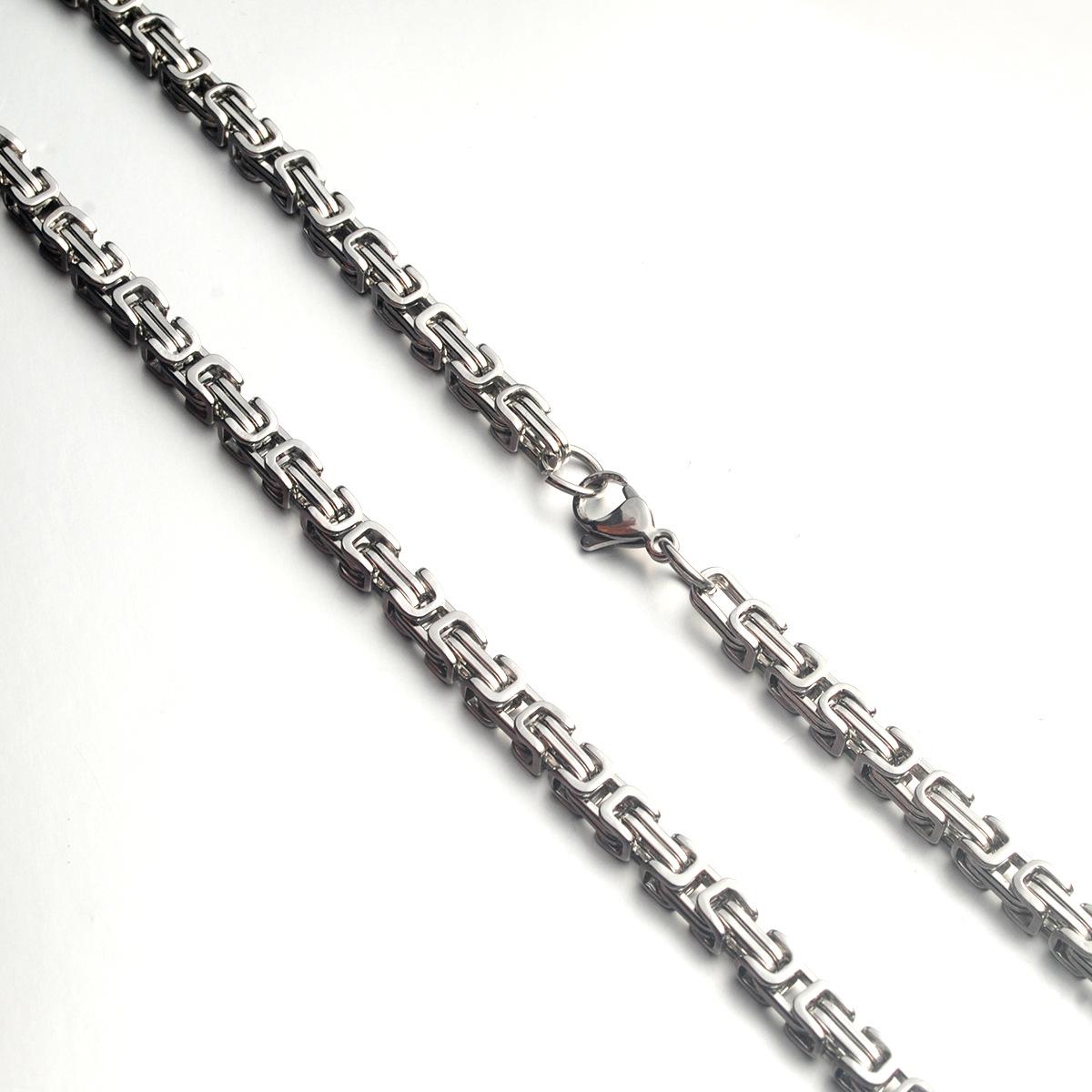 

Мужской браслет-колье в стиле ретро из нержавеющей стали 5 мм, универсальный уличный хип-хоп с цепочкой 80cm серебряный