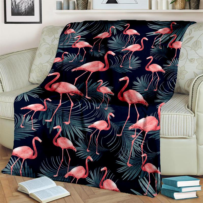 HD Pink Flamingo Bird Rainforest Cartoon Blanket,Soft Throw Blanket for Home Bedroom Bed Sofa Picnic Travel Cover Blanket Kids