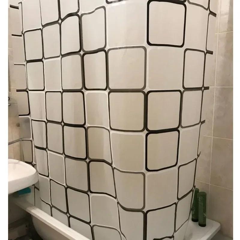 Creative Ocean Creature Bathroom Curtains, Geometric Pattern Waterproof Shower Curtains With Curtain Hook Ring Shower CurtainSet