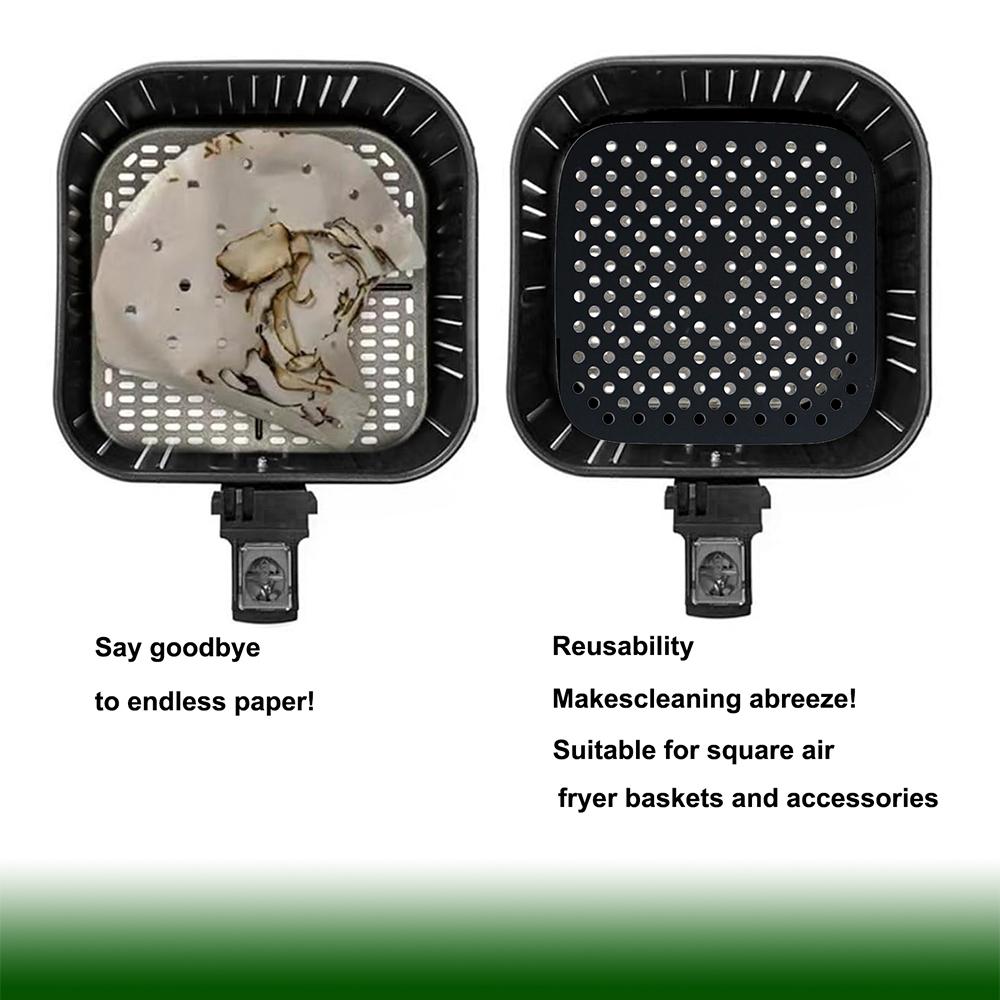 Reusable Silicone Airs Fryer Liners with Airs Fryer Magnetic Cheat Sheet, Easy Clean Airs Fryer Accessories, Non Stick (Square 8.5")