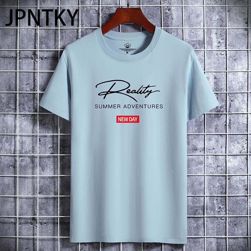 JPNTKY Cotton Short Sleeve T-shirt Men's Fashion Loose Half Sleeve Shirt Printed Compassionate Shirt