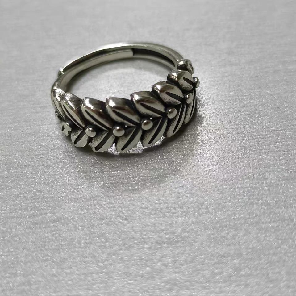 

Korean-Style Minimalist S925 Sterling Silver Wheat Ear Adjustable Open Ring Open Adjustable