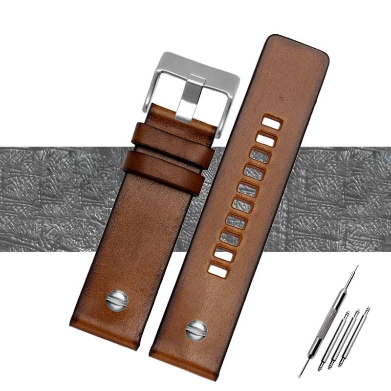 Quality Genuine Retro genuine Leather watchband men for DZ4343 DZ4323 DZ7406 watch strap vintage Italian leather 22mm 24mm 26mm