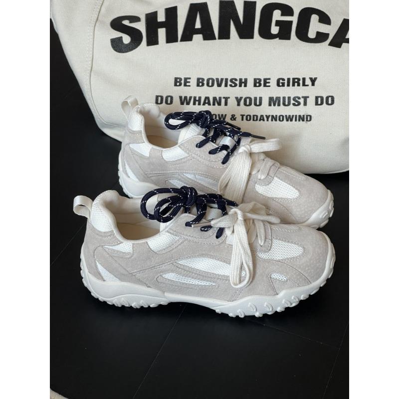 Leather breathable mesh women's casual versatile flat baseplate shoes summer new retro little white shoes tide