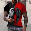 Summer Round Neck 3D Wing Pattern Print Top Fashionable Casual Short Sleeved Men's T-shirts
