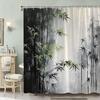 1pc Bamboo Forest Shower Curtain, Minimalist Bamboo Stalks with Green Leaves, Serene Foggy Background, Elegant and Calm Nature D