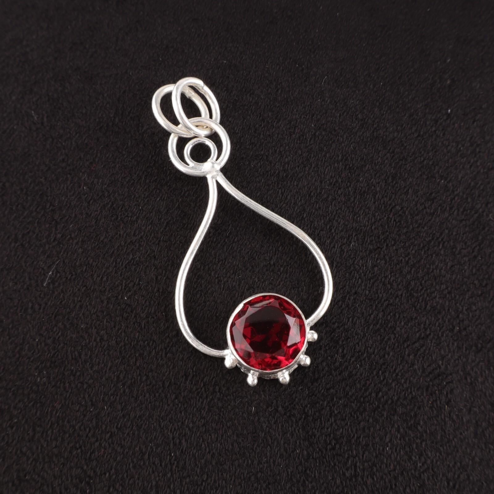 

Round Natural Pink Rubellite 925 Silver Daughter Gift Sisters Day Trendy Pendant PP-40-19