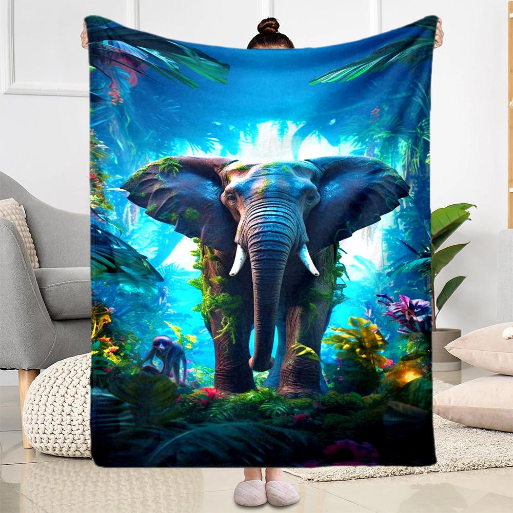 Colorful Elephant Garden Blanket Suitable for Offices, Travel, Living Rooms Also a Good Gift for Friends and Family Suitable for All Seasons.