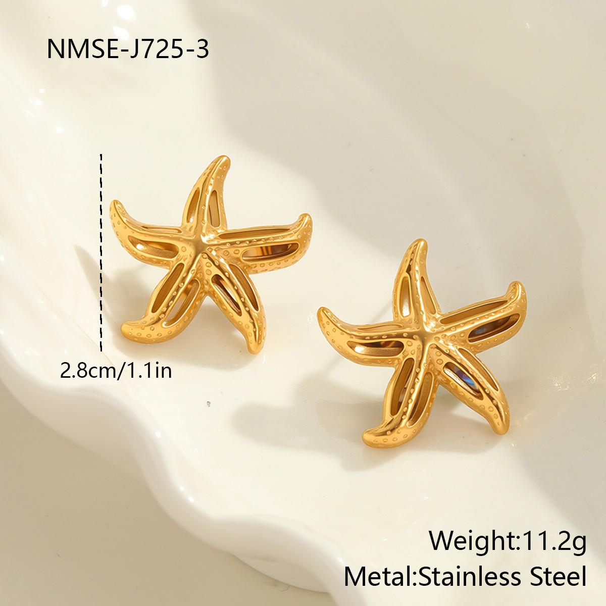 GEMCHIC Women s Sea Star Abalone Shell Stainless Steel Earrings 18K Gold Plated Fashion Stud Earrings for Beach Vacation