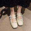 Fashion Women's Flat Shoes Spring New Square Head Shallow Mouth Butterfly Knot Rivet Soft Sole Non-slip Single Shoes