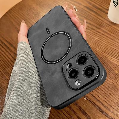 Luxury Leather Magnetic Case For Magsafe For iPhone 15 14 Plus 13 11 12 Pro Max Plush Matte Wireless Charging Cover Accessories