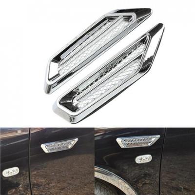 2Pcs Chrome Plastic Car Air Flow Fender Side Vent Sticker Decoration Accessories