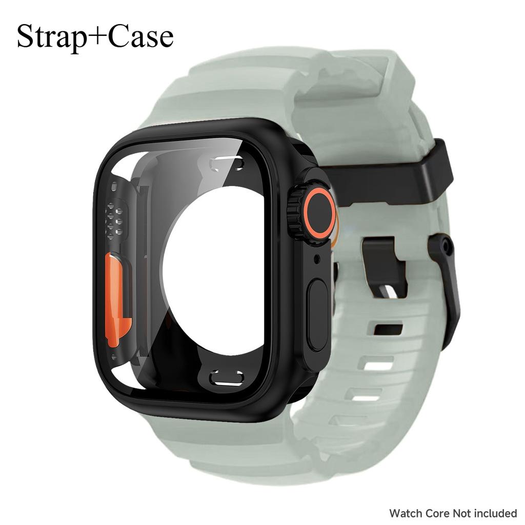 Silicone Strap For Apple Watch 44mm 45mm 46mm Bracelet+Screen Protectores Change To Ultra For iWatch Series 11 10 9 8 7 SE 6 5