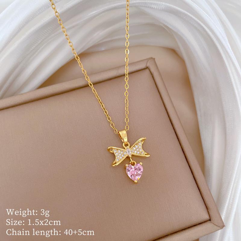 Mickey Head Heavy Industry Necklace Women'S Copper Micro-Inlaid Real Gold Electroplating Delicate Clavicle Chain Neck Chain