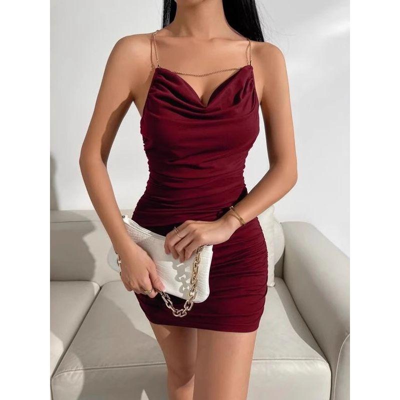 Solid Color Sleeveless Hip Hugging Dress Solid Sleeveless Sheath Dress Women