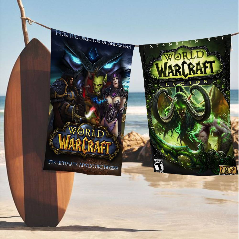W-World Of Games W-Warcraftes Microfiber Printed Beach Towel Mountain Climbing Yoga Beach Swimming Running Absorbent Soft Towel