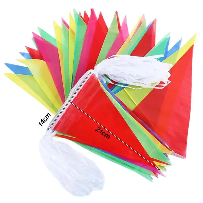 

Разноцветные треугольные флажки, нейлоновая ткань, вымпел, гирлянда, баннер, фестиваль, уличный, красочный, для дома, свадьбы, подвесной декор, оптом 50M(1 String)