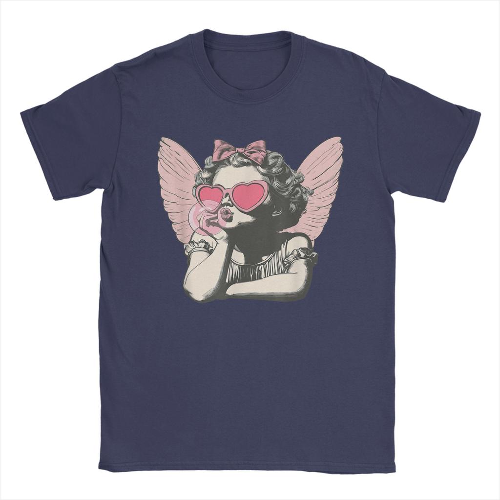 Retro Cupid Valentine Day Cute Cupid Blowing Bubble TShirt Summer  Harajuku TShirts Unisex Tees Short Sleeve Classic Tshirt