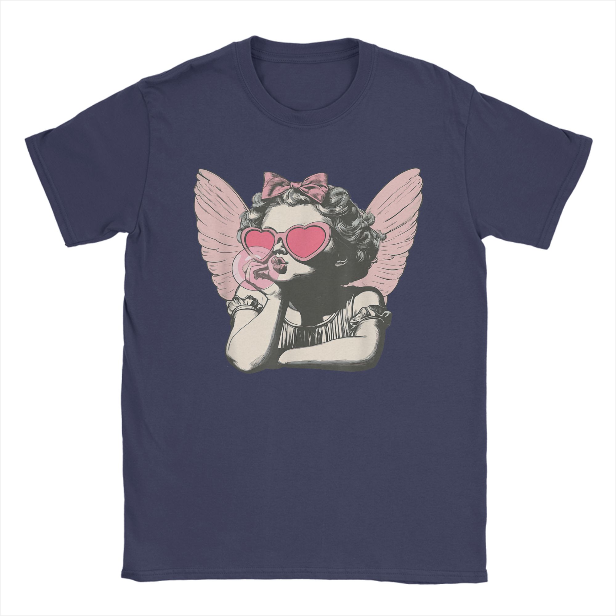 

Retro Cupid Valentine Day Cute Cupid Blowing Bubble TShirt Summer Harajuku TShirts Unisex Tees Short Sleeve Classic Tshirt 4XL