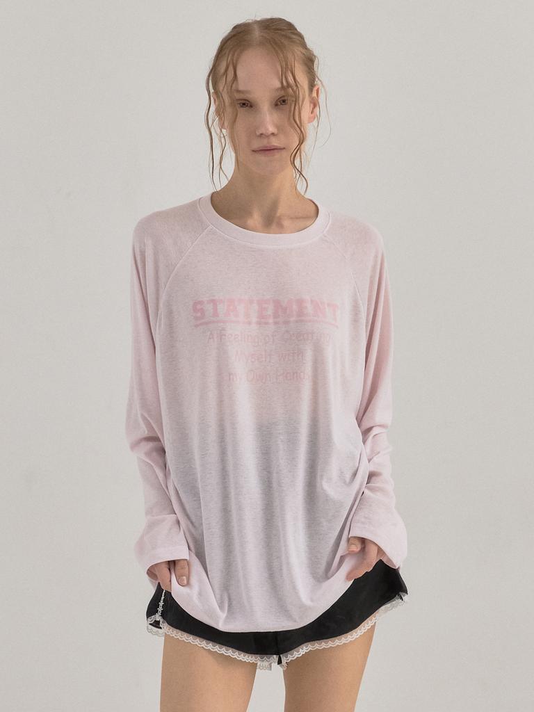 SORRY, TOO MUCH LOVE Pale Mood Sheer Raglan Top_Pink