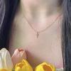 Minimalist Hammered 18K Gold Plated Sterling Silver Cross Necklace - High-End Cool Style Choker Chain
