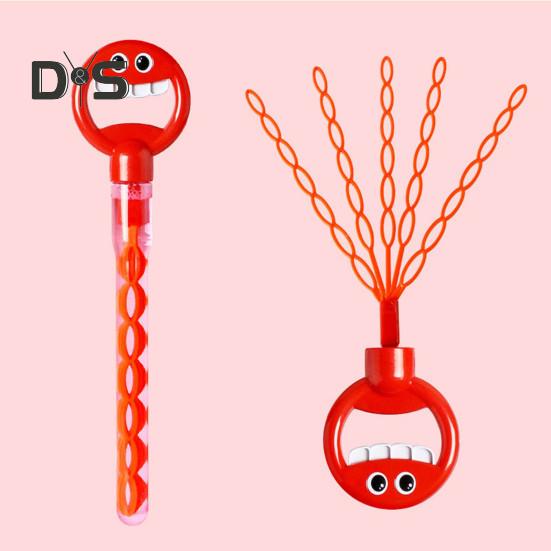 Máquina de bolhas de rosto sorridente de 32 furos, fabricante de bolhas românticas com pacotes de concentrado, máquina de sopro de bolhas, brinquedo para crianças e adultos