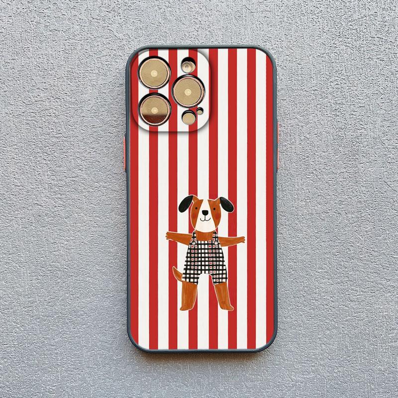 Simple Cute Green And White Plaid Animal Phone Case for Iphone 17 16 15 14 Pro Max 16 Plus 13 12 Mini 11 Pro Max XR XS X Cover