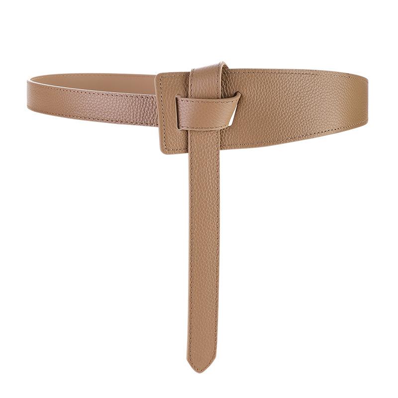 Genuine Leather Wide Belt - Women's Decorative Suit & Coat Belt - Full Grain Lychee Grain Cowhide