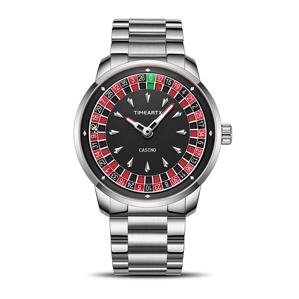 Orologio da uomo Nuovo Design Roulette Europea Gioco di Carte Moda Movimento al Quarzo Orologio da Polso in Acciaio Inossidabile