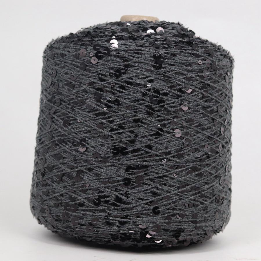 Hand-Knitted Bright Cotton Yarn with Sequins, 3MM+6MM, Combed and Fancy