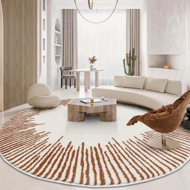 Minimalist Geometry Round Carpet Fluffy Soft Living Room Decor Light Luxury Circle Rugs for Bedroom Large Area Round Study Mat